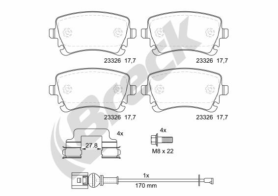 Brake Pad Set, disc brake - 23326 00 702 10 BRECK