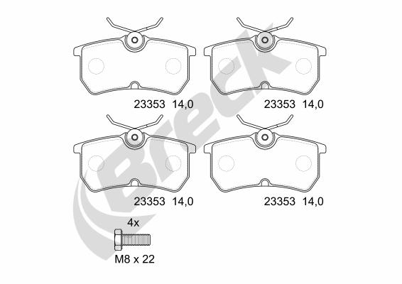 Brake Pad Set, disc brake - 23353 00 704 00 BRECK