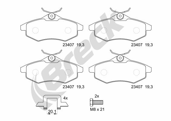 Brake Pad Set, disc brake - 23407 00 702 00 BRECK