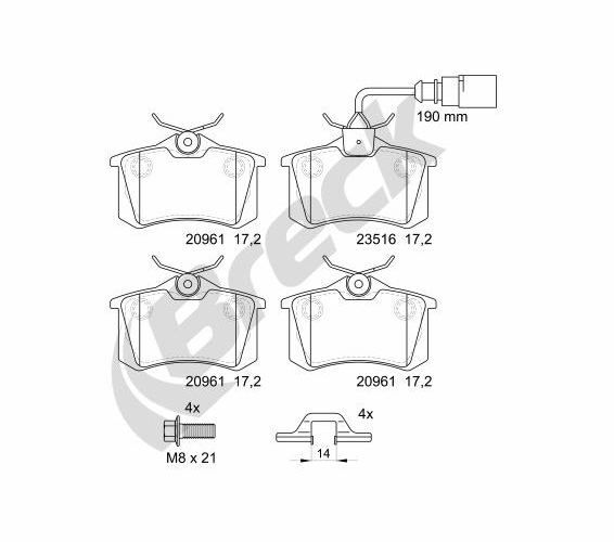 Brake Pad Set, disc brake - 23554 10 704 10 BRECK