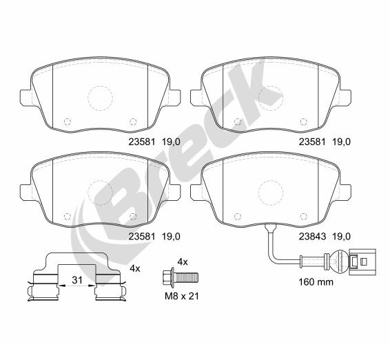 Brake Pad Set, disc brake - 23581 00 702 10 BRECK