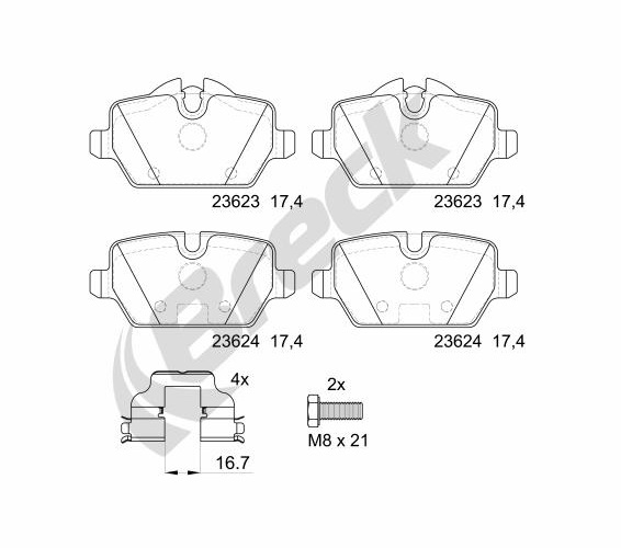Brake Pad Set, disc brake - 23623 00 704 00 BRECK