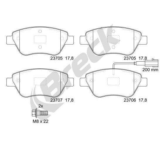 Brake Pad Set, disc brake - 23705 00 701 10 BRECK