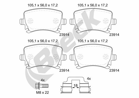 Brake Pad Set, disc brake - 23914 00 704 00 BRECK