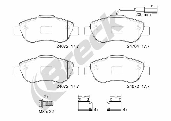 Brake Pad Set, disc brake - 24072 00 702 10 BRECK