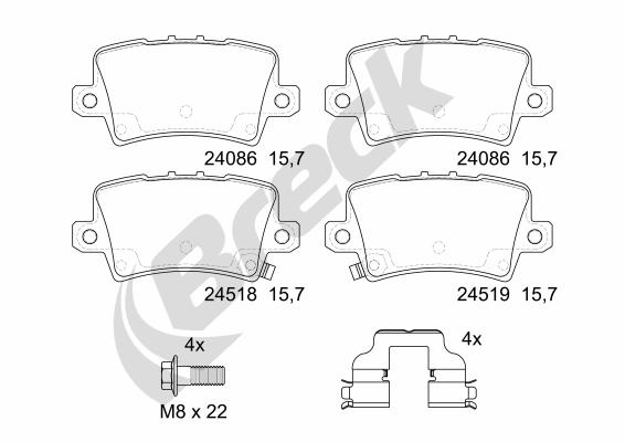 Brake Pad Set, disc brake - 24086 00 704 10 BRECK