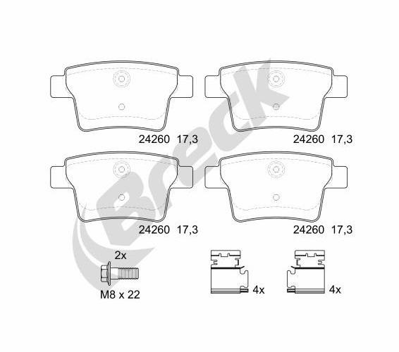 Brake Pad Set, disc brake - 24260 00 704 00 BRECK