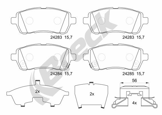 Brake Pad Set, disc brake - 24283 00 702 10 BRECK