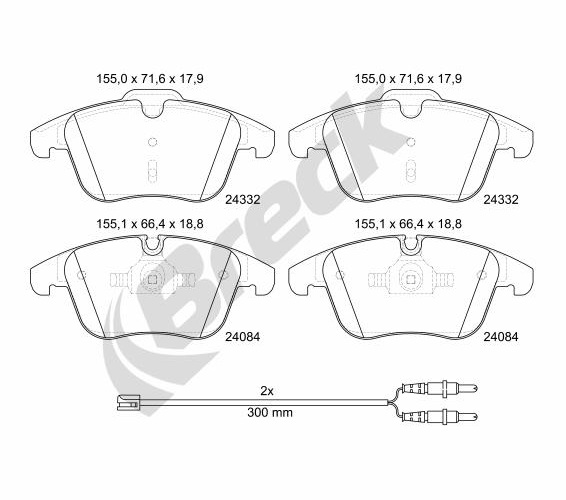 Brake Pad Set, disc brake - 24332 00 701 10 BRECK