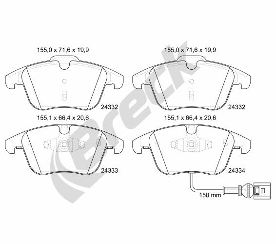 Brake Pad Set, disc brake - 24333 00 701 10 BRECK