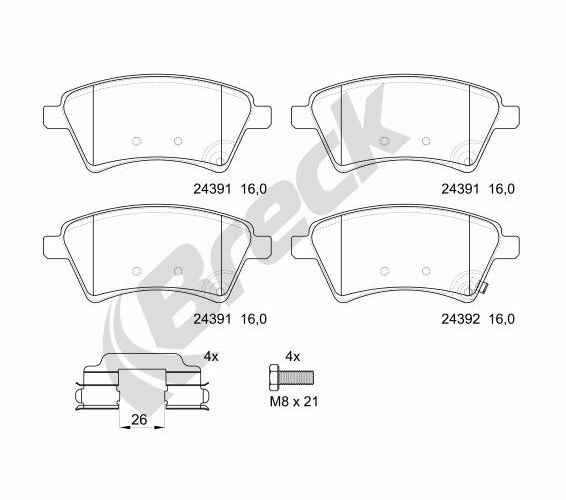 Brake Pad Set, disc brake - 24391 00 701 00 BRECK