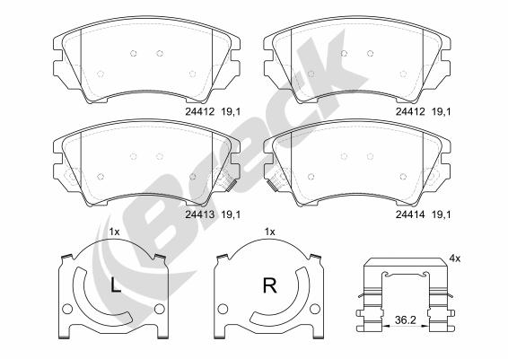 Brake Pad Set, disc brake - 24412 00 701 10 BRECK