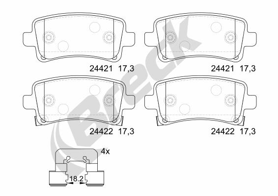Brake Pad Set, disc brake - 24421 00 704 10 BRECK