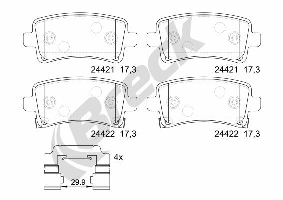 Brake Pad Set, disc brake - 24421 00 704 20 BRECK