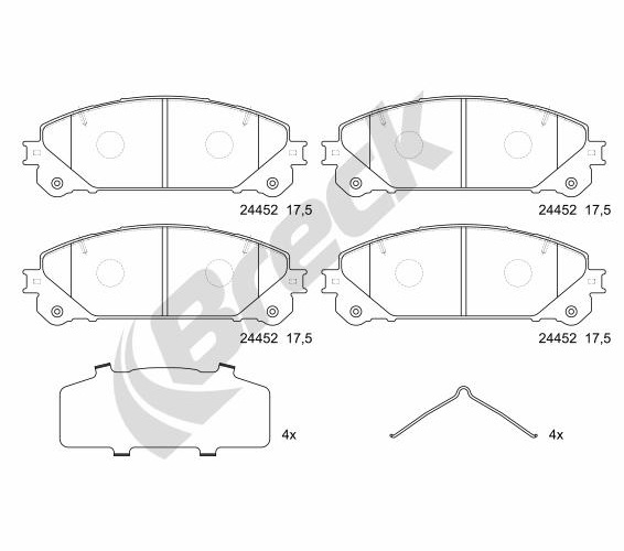Brake Pad Set, disc brake - 24452 00 551 00 BRECK