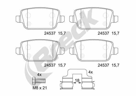 Brake Pad Set, disc brake - 24537 00 702 00 BRECK
