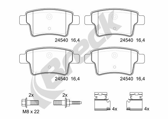 Brake Pad Set, disc brake - 24540 00 704 00 BRECK