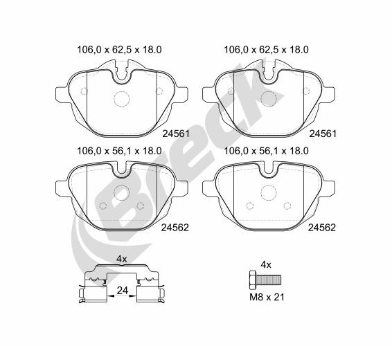Brake Pad Set, disc brake - 24561 00 552 00 BRECK