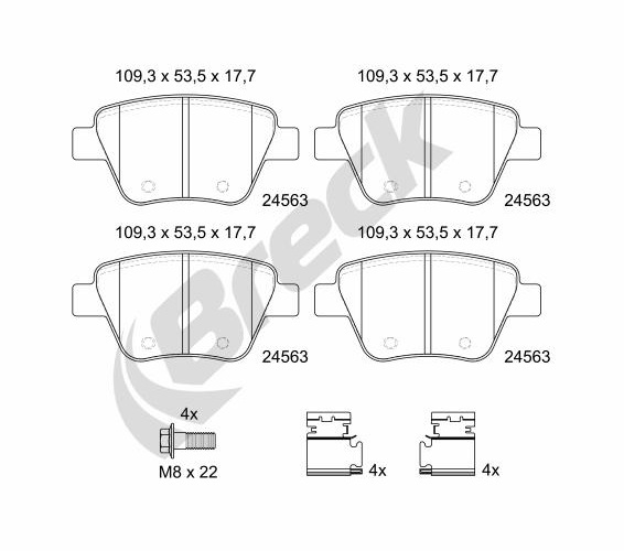 Brake Pad Set, disc brake - 24563 00 704 00 BRECK