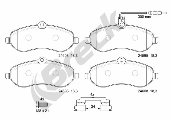 Brake Pad Set, disc brake - 24595 00 701 00 BRECK