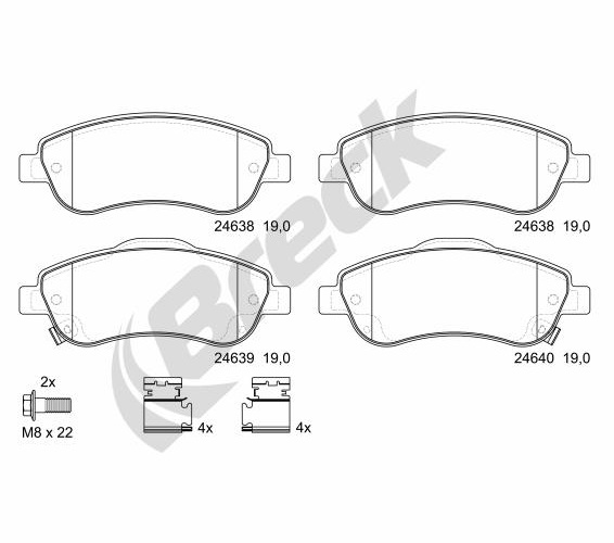Brake Pad Set, disc brake - 24638 00 701 00 BRECK