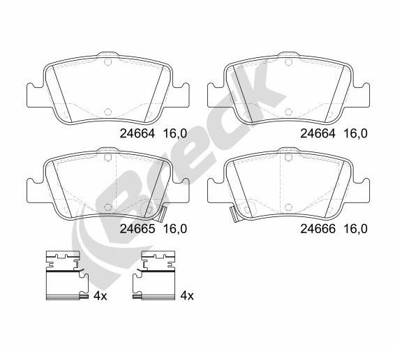 Brake Pad Set, disc brake - 24664 00 704 10 BRECK