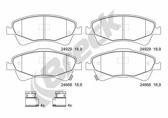 Brake Pad Set, disc brake - 24668 00 701 00 BRECK