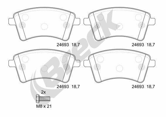 Brake Pad Set, disc brake - 24693 00 701 00 BRECK
