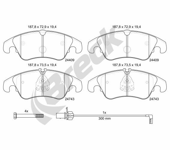 Brake Pad Set, disc brake - 24743 00 551 00 BRECK