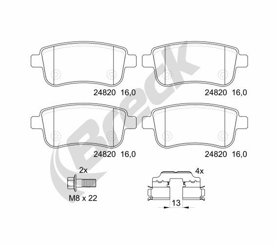 Brake Pad Set, disc brake - 24820 00 704 00 BRECK
