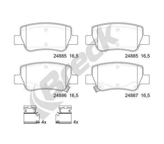 Brake Pad Set, disc brake - 24885 00 704 10 BRECK