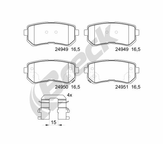 Brake Pad Set, disc brake - 24949 00 704 00 BRECK