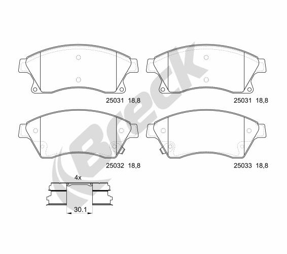 Brake Pad Set, disc brake - 25031 00 701 00 BRECK