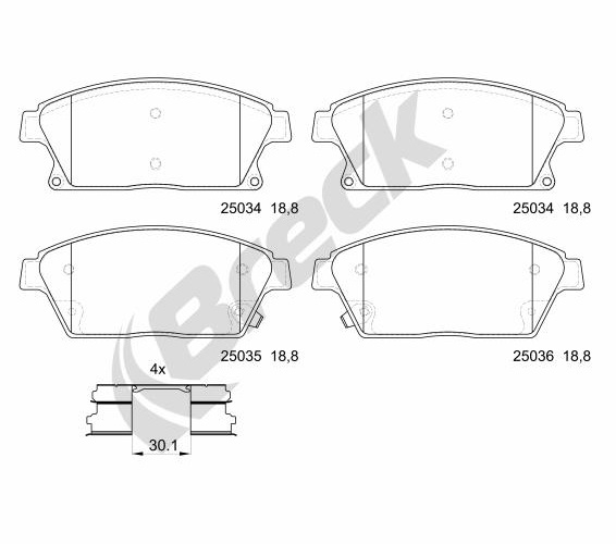 Brake Pad Set, disc brake - 25034 00 701 10 BRECK