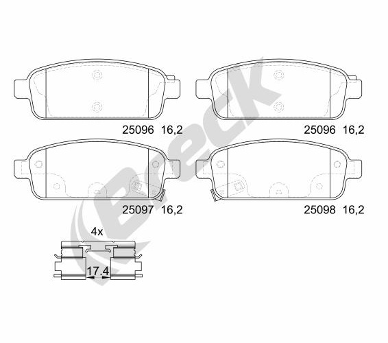 Brake Pad Set, disc brake - 25096 00 704 20 BRECK