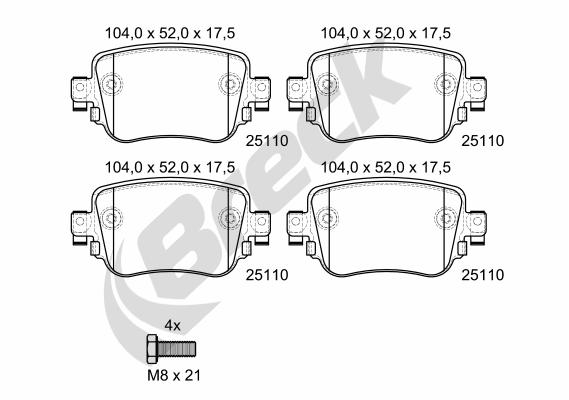 Brake Pad Set, disc brake - 25110 00 704 00 BRECK