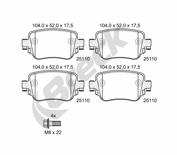 Brake Pad Set, disc brake - 25110 00 704 10 BRECK