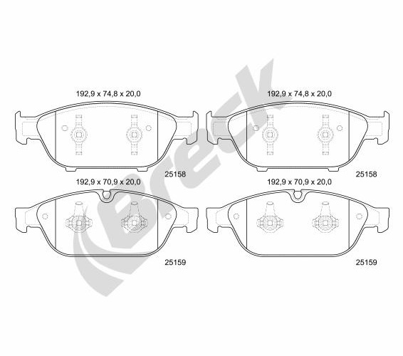 Brake Pad Set, disc brake - 25158 00 551 00 BRECK
