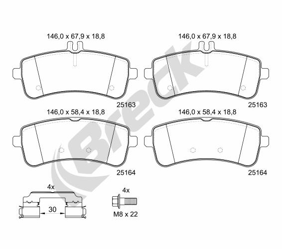 Brake Pad Set, disc brake - 25163 00 553 00 BRECK