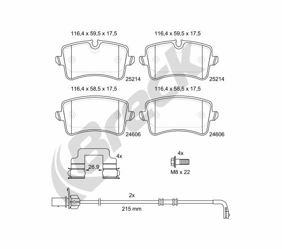 Brake Pad Set, disc brake - 25214 00 554 10 BRECK