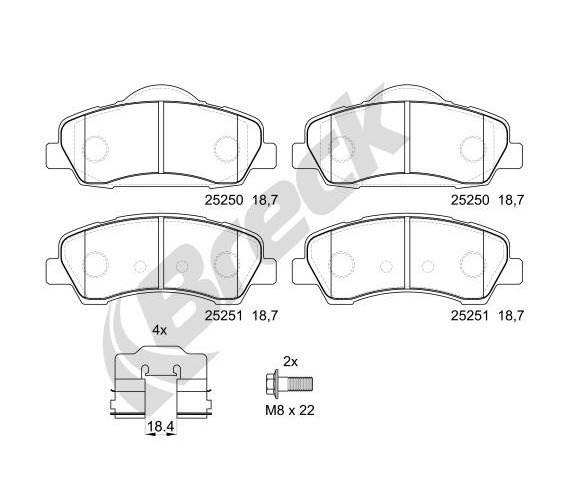 Brake Pad Set, disc brake - 25250 00 701 00 BRECK