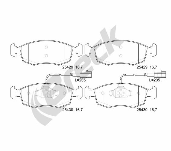 Brake Pad Set, disc brake - 25429 00 702 00 BRECK