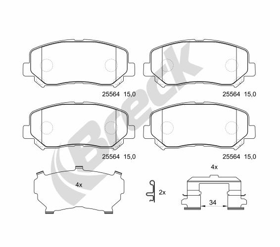Brake Pad Set, disc brake - 25564 00 701 10 BRECK