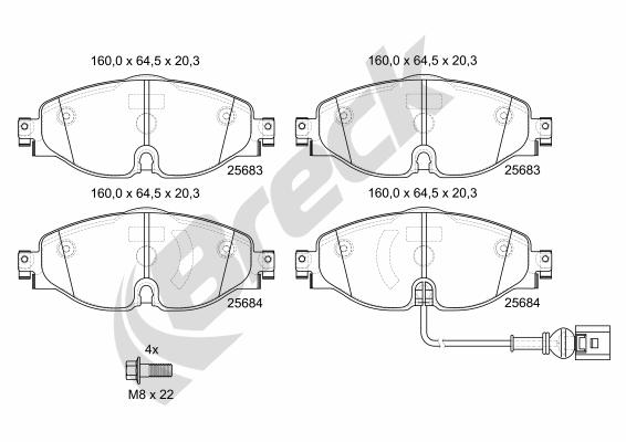 Brake Pad Set, disc brake - 25683 00 701 00 BRECK