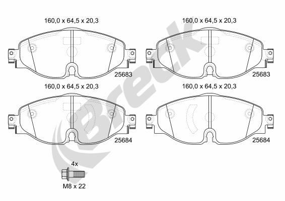 Brake Pad Set, disc brake - 25683 00 701 10 BRECK