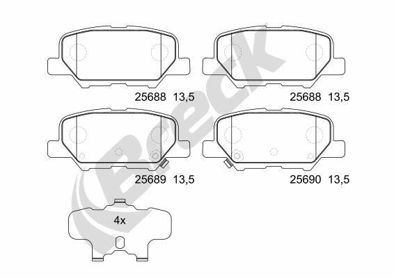 Brake Pad Set, disc brake - 25688 00 702 00 BRECK