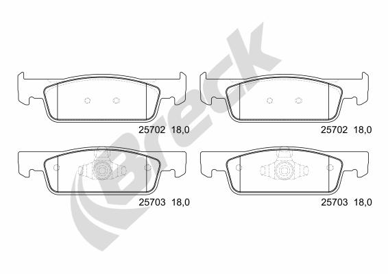 Комплект тормозных колодок, дисковый тормоз - 25702 00 702 00 BRECK