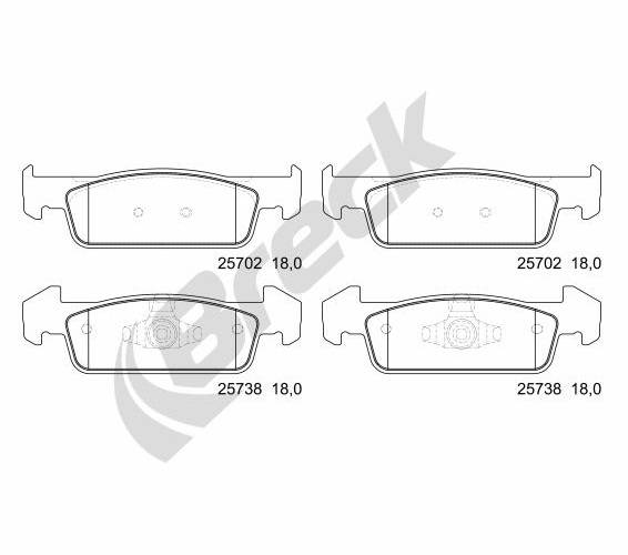 Brake Pad Set, disc brake - 25738 00 702 00 BRECK