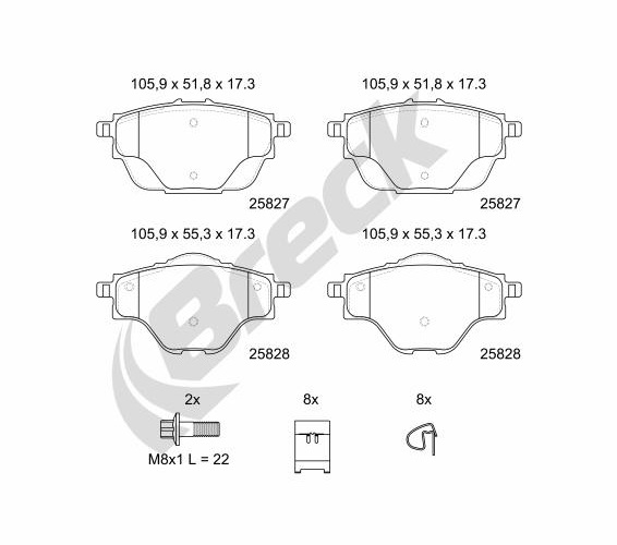 Brake Pad Set, disc brake - 25827 00 704 00 BRECK