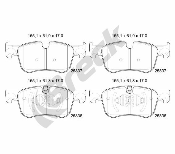 Brake Pad Set, disc brake - 25836 00 701 00 BRECK